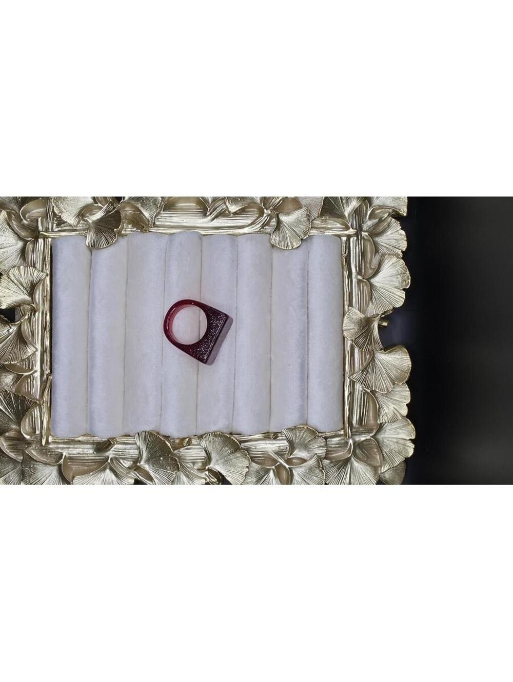 Sparkling Burgundy Red Resin Square Ring - Picture 4 of 5